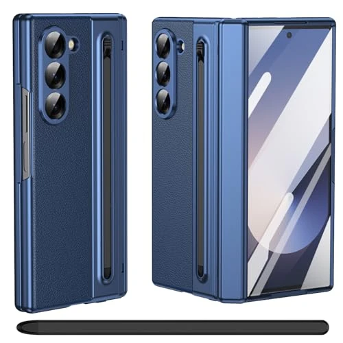 Offre limitee: pour Samsung Galaxy Z Fold 5 étui avec Support S Pen, [avec Protecteur d'écran en Verre trempé], étui en Cuir Samsung Galaxy Z Fold5 avec Protection de charnière-Bleu de 28.44 EUR a 25.69 EUR (economie 10%)