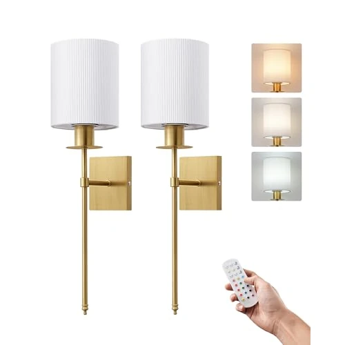 Offerta a tempo: EDISHINE Set di 2 lampade da parete a batteria per interni, RGBW LED senza collegamento di alimentazione, E27 dimmerabile con telecomando, 12 colori, 2 modalità dinamiche, 3 temperature di colore，oro - 50% da 79.99 € a 39.99 €