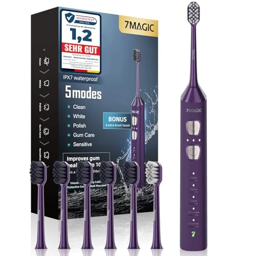 Offerta a tempo: Spazzolino Elettrico, Spazzolini Elettrici, Spazzolino Sonico - 3 Intensità, 5 Modalità, 40000VPM, IPX7, Spazzolino Denti Elettrico Autonomia 180 Giorni e Timer, Viola - 38% da 39.99 € a 24.99 €