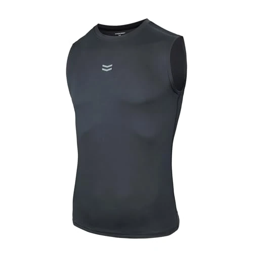 AMZSPORT Men's Compression Tank Top, Quick-Drying Sleeveless Shirt for Bodybuilding, Gym, Running, 111040-Grey, L