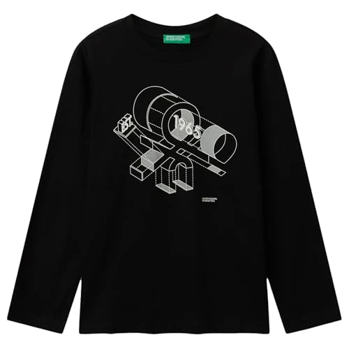 United Colors of Benetton T-shirt M/L, Zwart, 130