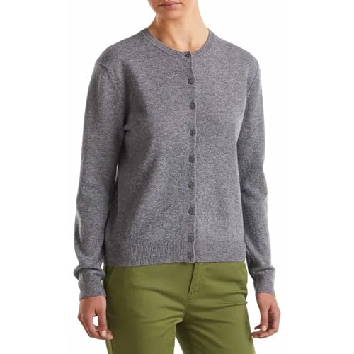 Offerta a tempo: United Colors of Benetton Maglia Coreana M/L 1002d5485, Maglione Cardigan Donna, Grigio Melange Scuro 507, XXS - 40% da 69.95 € a 42.18 €