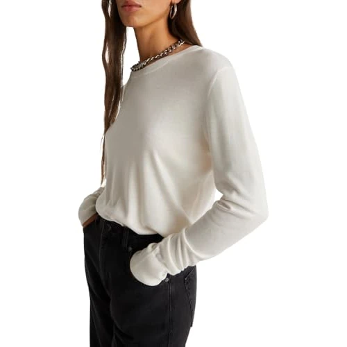 United Colors of Benetton Maglia G/C M/L 1zred10cp Suéter, Color Blanco Mujer