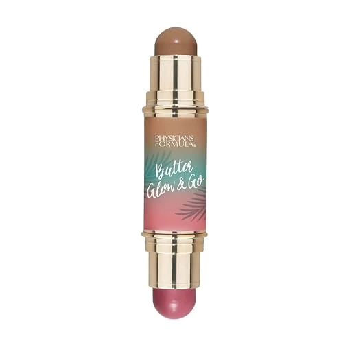 Physicians Formula Butter Glow & Go, Doppelter Contour Stick für Wangen, Augen und Lippen, Komplementäre Farbtöne zum Bräunen, Konturieren und als Rouge, Berry Tan