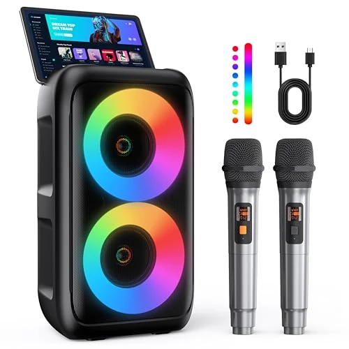 Limited-time offer: HEEBUKE Karaoke Machine, Portable Bluetooth Speaker with 2 Wireless Karaoke Microphones, 10W Karaoke for Adults Kids with Upgraded Subwoofer, PA System, Support TWS/TF/USB/AUX, Party from 59.99 GBP to 49.99 GBP (save 17%)