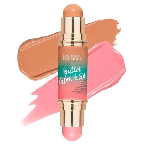 Offerta a tempo: Physicians Formula Butter Glow & Go, Stick Trucco Multiuso a Doppia Estremità per Guance, Occhi e Labbra, Tonalità Complementari per Abbronzatura, Contorno e Fard, Beachy Pink - 50% da 18.99 € a 9.50 €