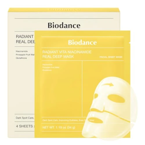 Offre limitée : BIODANCE Radiant Vita Niacinamide Real Deep, Masque Visage Hydrogel, Masque de Nuit, Éclat du Teint et Texture de Peau Affinée, K-Beauty Coréenne, 4 Masques de 12.00 € à 10.99 € (8% de remise)