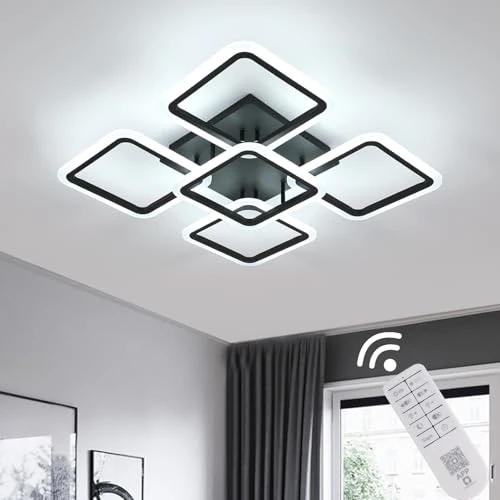 Tijdelijke aanbieding: Comely Dimbare LED Plafondlamp, Vierkante 57W 6400LM Zwarte Plafondlamp met Afstandsbediening 3000K-6500K, Moderne LED Plafondlamp voor Woonkamer Slaapkamer Keuken van 64.98 EUR naar 45.15 EUR (korting 31%)