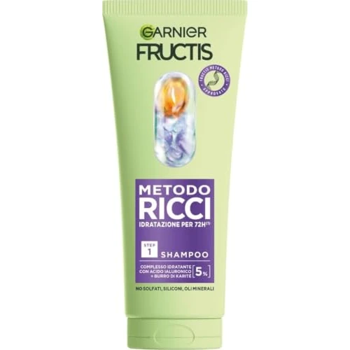Offerta a tempo: Garnier Fructis Shampoo Idratante, Per Capelli Ricci Definiti, Idratati e Morbidi, Arricchito con Acido Ialuronico e Burro di Karité, Metodo Ricci, 200 ml - 33% da 4.49 € a 2.99 €