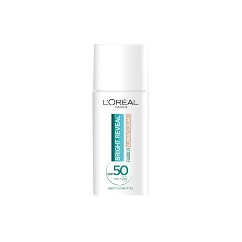 Offerta a tempo: L'Oréal Paris Fluido UV Anti-Macchie, Per Tutti i Tipi di Pelle, Incarnato Luminoso, Macchie Scure e imperfezioni Meno Visibili, Con Niacinamide e SPF50, Bright Reveal, Tonalità: Light, 50 ml - 26% da 18.99 € a 13.99 €