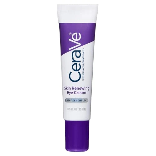 CeraVe Crema renovadora de ojos con complejo peptídico y cafeína para ojos más brillantes y suaves, 15 ml