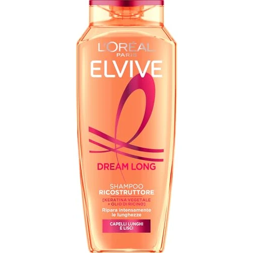 Offerta a tempo: L'Oréal Paris Elvive Shampoo Riparatore, Per Capelli Lunghi e Lisci, Capelli Rigenerati e Lunghezze Senza Doppie Punte, Arricchito con Keratina e Olio di Ricino, Dream Length, 700 ml - 29% da 6.99 € a 4.98 €