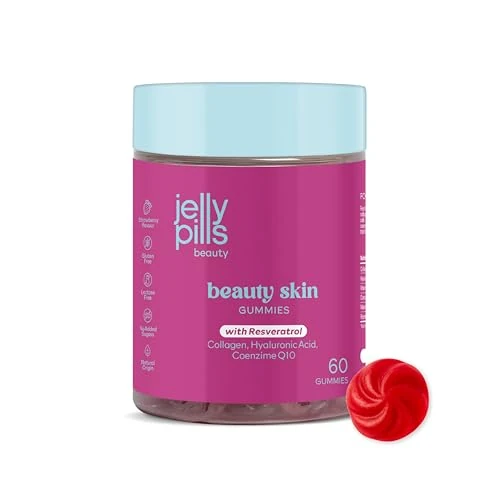 Tijdelijke aanbieding: Jelly Pills Collageen 500 mg + Resveratrol, Hyaluronzuur, Co-enzym Q10 & Vitamine C – 60 Vegan Gummies – Zonder Suiker – Aardbeiensmaak – Voor Een Stevige & Stralende Huid van 22.90 EUR naar 22.90 EUR (korting 0%)