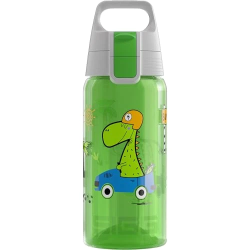 Sigg - Borraccia Bambini - Viva One Dino Race - Perfetta Per Bevande Gassate - Ermetica - Lavabile In Lavastoviglie - Senza BPA - Per Lo Sport E La Bicicletta - Verde - 0,5L