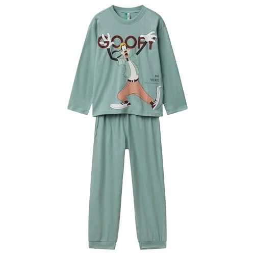 United Colors of Benetton Boy's Pig(Maglia+Pant) 3vr50p08z Pajama Set, Green, M