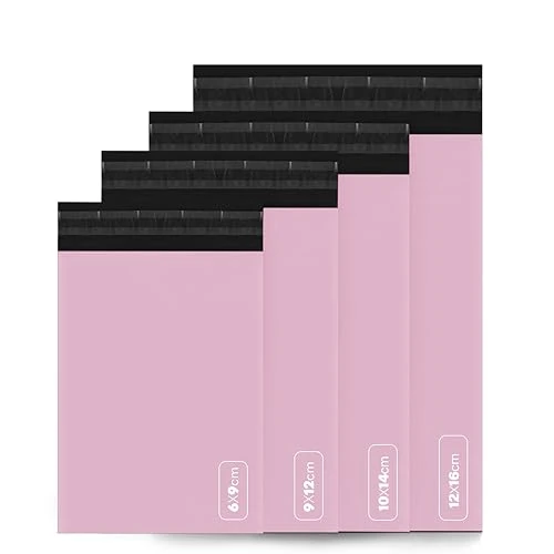 Offerta a tempo: delka Buste postali, 100 buste postali rosa di dimensioni miste, resistenti agli strappi, per vestiti, documenti, forte adesivo autosigillante, impermeabili e leggere, rosa - 0.00% da 11.02 € a 11.02 €
