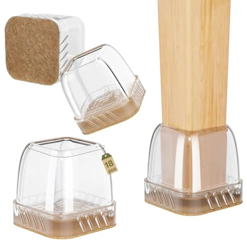 Offerta a tempo: Euqvunn 18pcs Feltrini per Sedie Quadrati, Gommini per Sedie con Feltro, Trasparente Tappi Proteggi Gambe per Mobili, Protezione per Gambe Delle sedie per Antigraffio 14-19mm - 38% da 14.62 € a 9.02 €