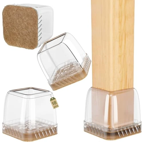 Offerta a tempo: Euqvunn 18pcs Feltrini per Sedie Quadrati, Gommini per Sedie con Feltro, Trasparente Tappi Proteggi Gambe per Mobili, Protezione per Gambe Delle sedie per Antigraffio 19-25mm - 15% da 10.69 € a 9.08 €