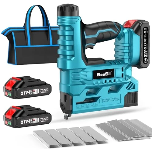 Seesii Draadloos nagelpistool, accu-nagelpistool met 2 x 2,0 Ah batterij