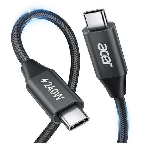 Limited offer: acer 240W USBC Cable, USB C Cable 10 ft [10ft/1Pack] Type C Fast Charging Cord Nylon Braided Compatible with iPhone16/15 Pro Max, Galaxy S24/S23, MacBook Pro/Air, iPad, Laptop etc. from 10.99 USD to 9.40 USD (save 14%)