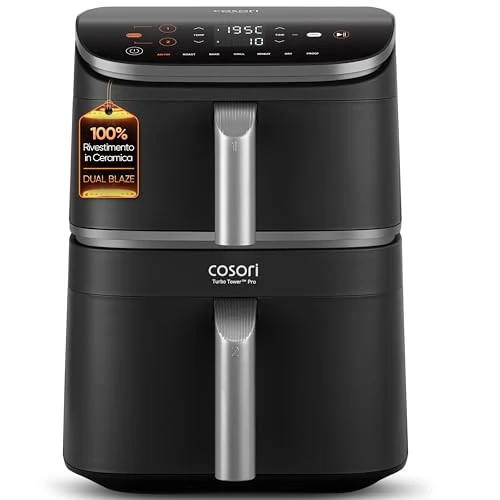Offerta a tempo: COSORI Turbo Tower Pro Friggitrice ad Aria 10,8L Doppio Cestello, Rivestimento Ceramico No PFAS, Cottura a 3 Livelli con Doppia Resistenza, 2630W, 7 Funzioni, 2 Motori DC, 50+ Ricette Online, DC112 - 20% da 259.99 € a 208.98 €