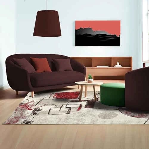 HMO HOME MY OWN Tappeto 133x190 cm Moderno in Polipropilene – Economico e Resistente – Tappeto Pelo Corto Facile da Pulire – Ideale per Salotto, Soggiorno e Camera da Letto