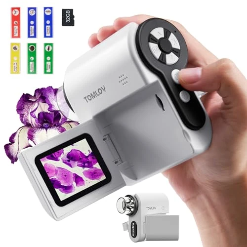 Oferta limitada: TOMLOV P20 Microscopio Digital Portátil para Niños, Miniscopio Multifuncional, Cámara DV 1080P Portátil con Pantalla LCD Plegable de 2", Compatible con MacOS y Windows, 4 Horas, 6 Preparaciones, 32GB de 59.99 € a 59.99 € (ahorro 0.00%)