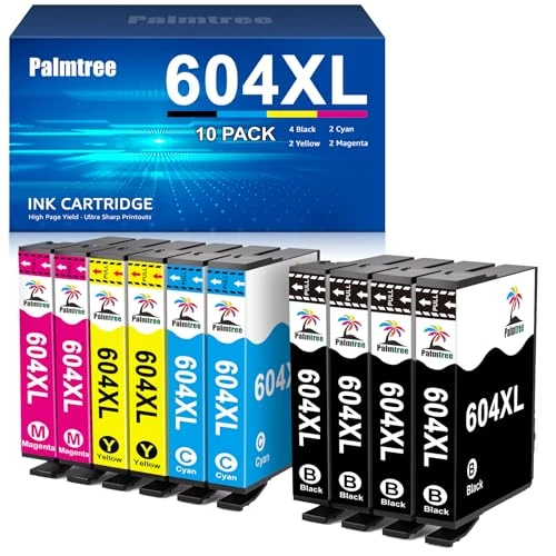 Palmtree 604XL Ink Cartridges Multipack High Yield Replacement for Epson 604 ink cartridge for Epson XP2200 ink cartridges Epson XP-2200 XP-4200 XP-3200 XP-4205 XP-3205 Workforce WF-2930DWF (10-Pack)