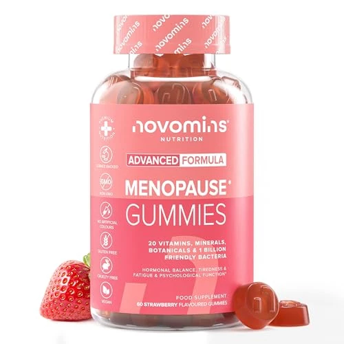 Tijdelijke aanbieding: Menopauze Gummis - Menopauze Supplementen voor Vrouwen - Hormonale Balans voor Vrouwen - Post- & Perimenopauze Supplementen - met Salieblaadjes, Maca, Ashwagandha - Vegan - 60 Gummis - Novomins van 19.99 EUR naar 16.99 EUR (korting 15%)