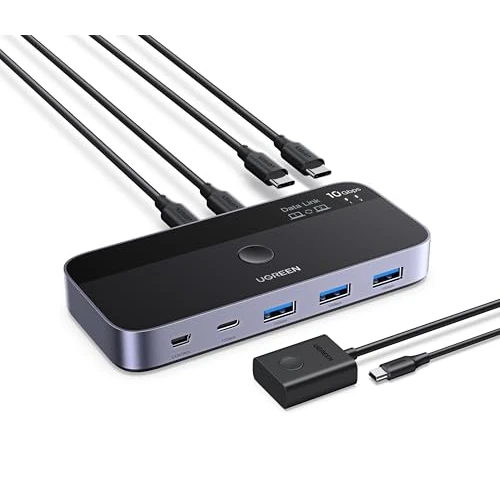 Limited offer: UGREEN USB C Switch,10Gbps 2-in-4-out USB 3.2 Switcher with File-Transfer Directly,2 Computers Share Type C & 3 Type A Devices for Keyboard/Mouse/Printer/Scanner with 2 USB C Cables and Remote from 60.23 EUR to 49.99 EUR (save 17%)