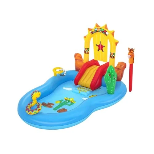 Offerta a tempo: Avilia Piscinetta Gonfiabile per Bambini con Cavallo, Scivolo, Ferro di Cavallo e Irrigatore a Serpente - Divertimento Estivo con 278 Litri di Capacità e Materiale Resistente - 56% da 79.90 € a 35.50 €