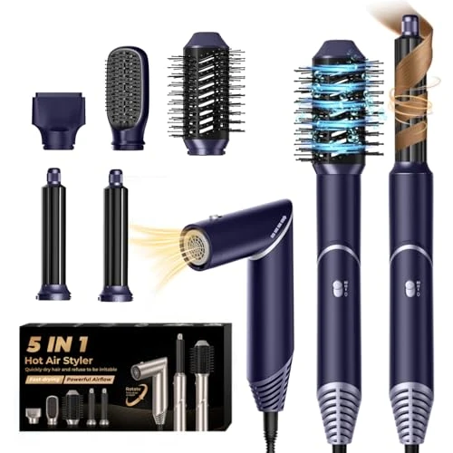 Oferta limitada: UKLISS 5 en 1 Airstyler con 60.000 rpm secador de pelo multifuncional de aire caliente rulos redondo cepillo de aire caliente cepillo de aire caliente cepillo de pelo cepillo rizador pelo cepillo pelo de 49.99 EUR a 49.99 EUR (ahorro 0%)