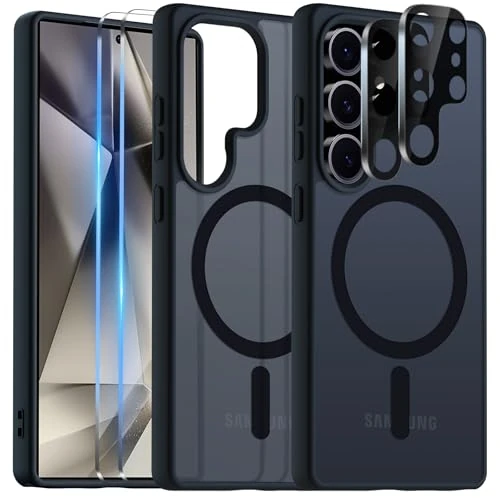 COPIKE Magnetyczne etui do Samsunga Galaxy S25 Ultra, z 2 osłonami ekranu i 2 osłonami obiektywu, kompatybilne z Mag Safe, półprzezroczyste, matowe, odporne na odciski palców, odporne na zarysowania,