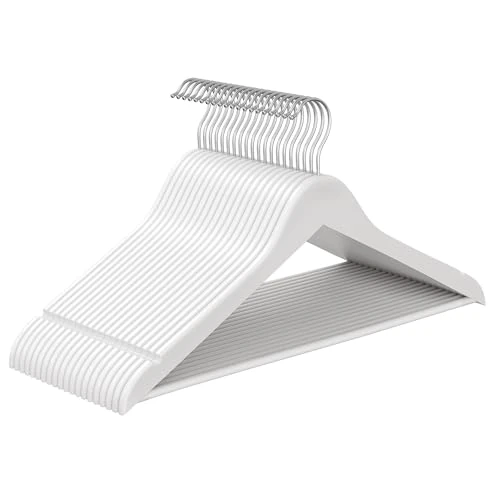 Tijdelijke aanbieding: SONGMICS Houten hangers, 20 stuks, kleerhangers, broekstang, 360° draaibare haken, massief berk, voor jassen, shirts, jassen, Cloud White CRW040W01 van 25.99 EUR naar 25.99 EUR (korting 0%)