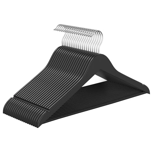 Offerta a tempo: SONGMICS Grucce Appendiabiti Legno, 20 Pezzi, Appendini, Salvaspazio, Scanalature su Spalle, Gancio Girevole a 360°, Legno di Betulla, per Pantaloni Giacche, Nero Inchiostro CRW040B01 - 10% da 22.99 € a 20.69 €