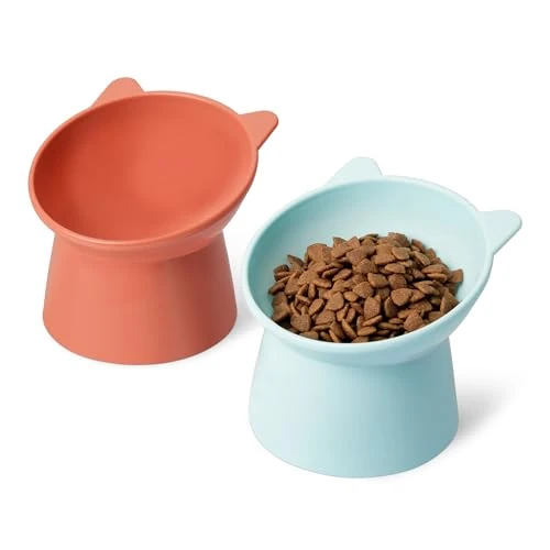 Zeitlich begrenztes Angebot: Amazon Basics Futternäpfe für Katzen, Katzenohrform, 2er-Pack, 13,2 × 13,2 × 11,4 cm, orange und blau von 9.59 € auf 7.67 € (20% Rabatt)