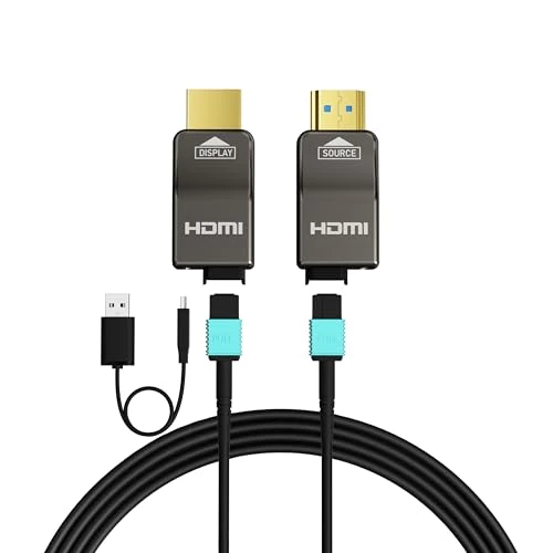Offre limitée : Câble HDMI 8K 15M Détachable en Fibre Optique Pure, Armé en Acier Inoxydable, HDMI 2.1 Ultra Haute Vitesse 48Gbps, 8K@60Hz 4K@120Hz, HDR, eARC, Compatible avec PS5, Xbox, TV, Projecteur de 109.99 EUR à 98.99 EUR (remise 10%)