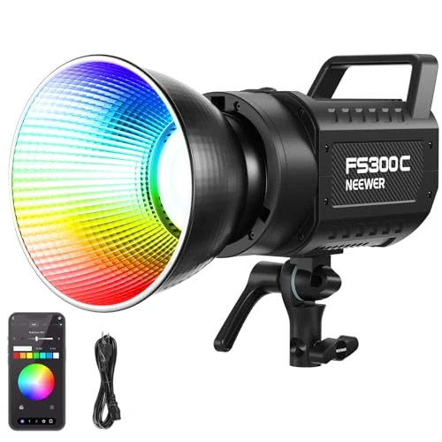 Offre limitée : NEEWER 300W lumière vidéo LED RGB, contrôle APP/2,4 GHz, 17 Effets, 2500-7500K, 29000 lux/1m, éclairage continu, CRI 95+/TLCI 97+, Monture Bowens, pour Prises de Vue en Studio, FS300C de 341.99 € à 341.99 € (0.00% de remise)