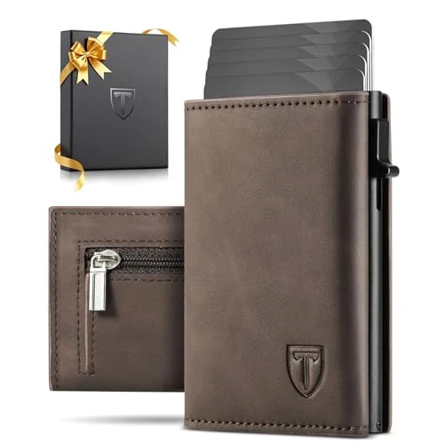 Oferta limitada: Tomylv Carteras para Hombre Bloqueo RFID, Tarjetero Hombre Cierre Magnético Pop-up Cartera con Compartimentos para Billetes, Ventana ID, Bolsillo para Monedas con Cremallera - Marrón de 39.99 € a 24.99 € (ahorro 38%)