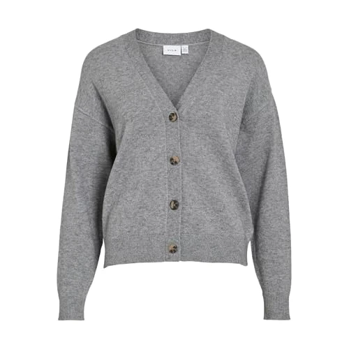 Viril V-Neck Knit Cardigan - Noos, Melange Grigio Medio, M