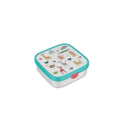 Mepal Duże Pudełko na Lunch Campus, Pudełko Bento, Zawiera 2 Wyjmowane Pudełka Bento i Widelec, Pudełka Bento Nadają się do Użytku w Kuchence Mikrofalowej, 2X 200 i 1250 ml, Animal Friends