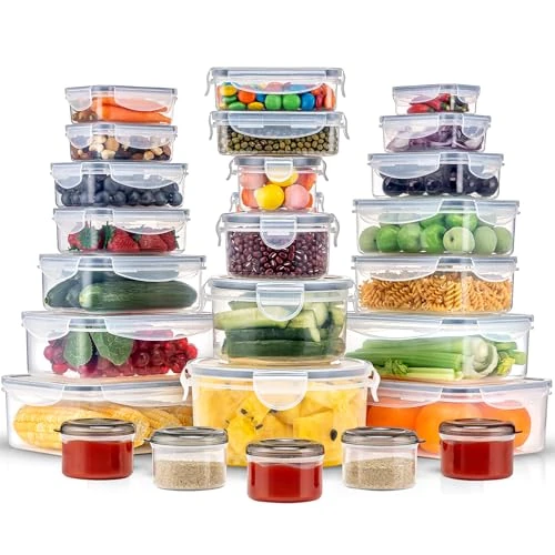 Limited-time offer: KUMD 50-Piece Set (25-Pack) Plastic Food Storage Containers with Lids - Includes 2x Jumbo 2.5L & 2x 1.5L Large Tubs, Airtight Nesting Meal Prep Boxes, Microwave Safe, BPA Free from 45.49 GBP to 45.49 GBP (save 0%)