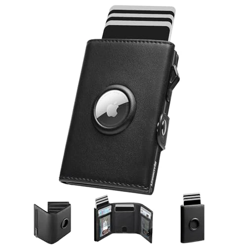 Offre limitee: Manmaxim AirTag Portefeuille pour Homme avec Blocage RFID, Compact Air Tag pour 12 Cartes, Porte-Monnaie Pop-up avec Compartiment à Monnaie et 2 fenêtres d'identité, Noir de 26.99 EUR a 26.99 EUR (economie 0%)