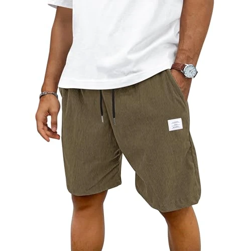 Limited-time offer: TARAINYA Mens Corduroy Shorts Cotton Drawstring Men's Summer Stretch Casual Short with Pockets Khaki XL from 19.98 £ to 14.99 £ (save 24.97%)