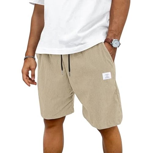 Oferta limitada: TARAINYA Pana Pantalones Cortos Hombre Algodón Cordón Elástico Casual Shorts con Bolsillos Caqui Claro L de 29.98 € a 18.04 € (ahorro 40%)