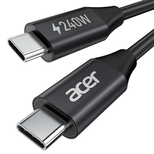 Offerta a tempo: Acer Cavo USB C 240W 2m, Cavo USB C contro USB C Carica rapida, Caricatore Tipo C Nylon Braided Compatibile con iPhone 16 15 Samsung S23 Ultra iPad Air MacBook Pro Google Pixel 7 Switch ecc. - 10% da 10.49 € a 9.47 €
