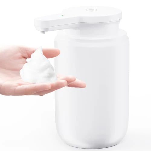 Dispenser automatico per sapone in schiuma elettrico con sensore: LAOPAO Set di dispenser per sapone IPX5 impermeabile USB-C ricaricabile con sensore a infrarossi e sensore di movimento per cucina e