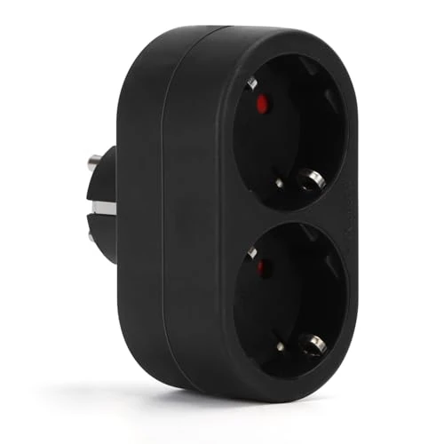 Offerta a tempo: Aigostar Presa Doppia,Adattatore Schuko con Protezione Bambini,Doppia Presa Tedesca,Adattatore 2 prese Frontali,16A,Nero - 35% da 16.99 € a 11.04 €