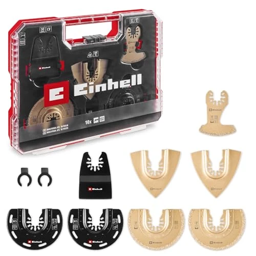 Offerta a tempo: Originale Einhell Set multiutensile XL-PLUS-CASE 10 pz. (lama HCS/TCS semitonda, raspa delta TCS, segmento TCS, raschietto rigido, adattatore Dremel) - 0.00% da 29.99 € a 29.99 €
