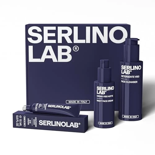 Offerta a tempo: SERLINO LAB Kit Skincare: Crema Viso Notte Anti-Età + Contorno Occhi Anti-Borse + Detergente Viso Uomo – Idratazione, Anti-Rughe, Pulizia Profonda - 10% da 69.99 € a 63.00 €